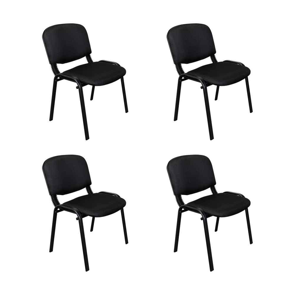 Set de 4 Sillas Interlocutora, Negro, con Espaldar y Diseño Sencillo sin Brazo