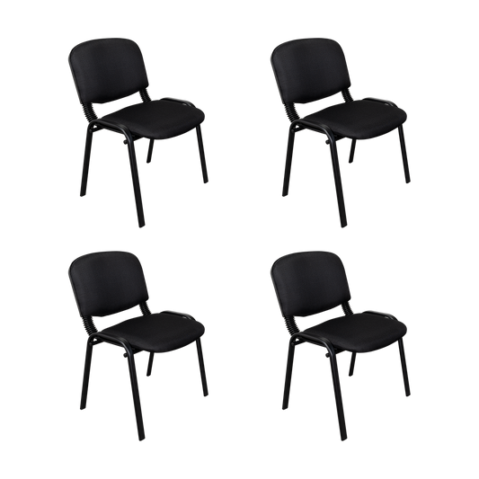 Set de 4 Sillas Interlocutora, Negro, con Espaldar y Diseño Sencillo sin Brazo