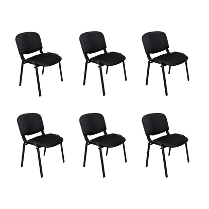 Set de 6 Sillas Interlocutora, Negro, con Espaldar y Diseño Sencillo sin Brazo