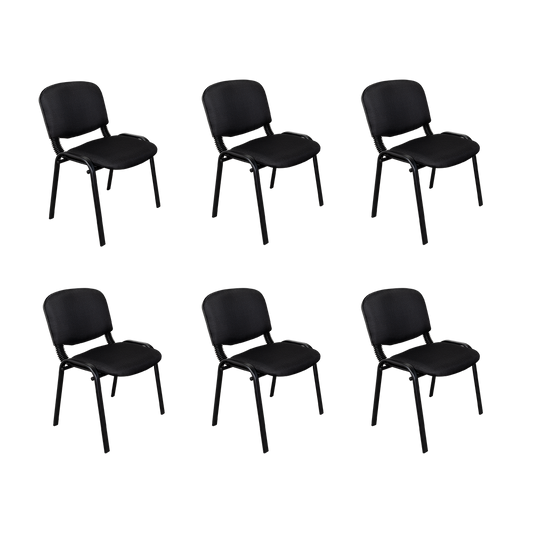 Set de 6 Sillas Interlocutora, Negro, con Espaldar y Diseño Sencillo sin Brazo