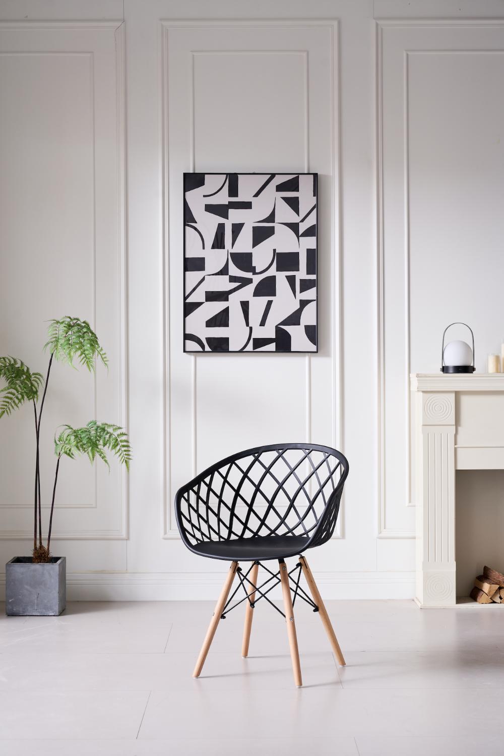 Silla Oasis con Brazos, Color Negro, con Espaldar, vista frontal