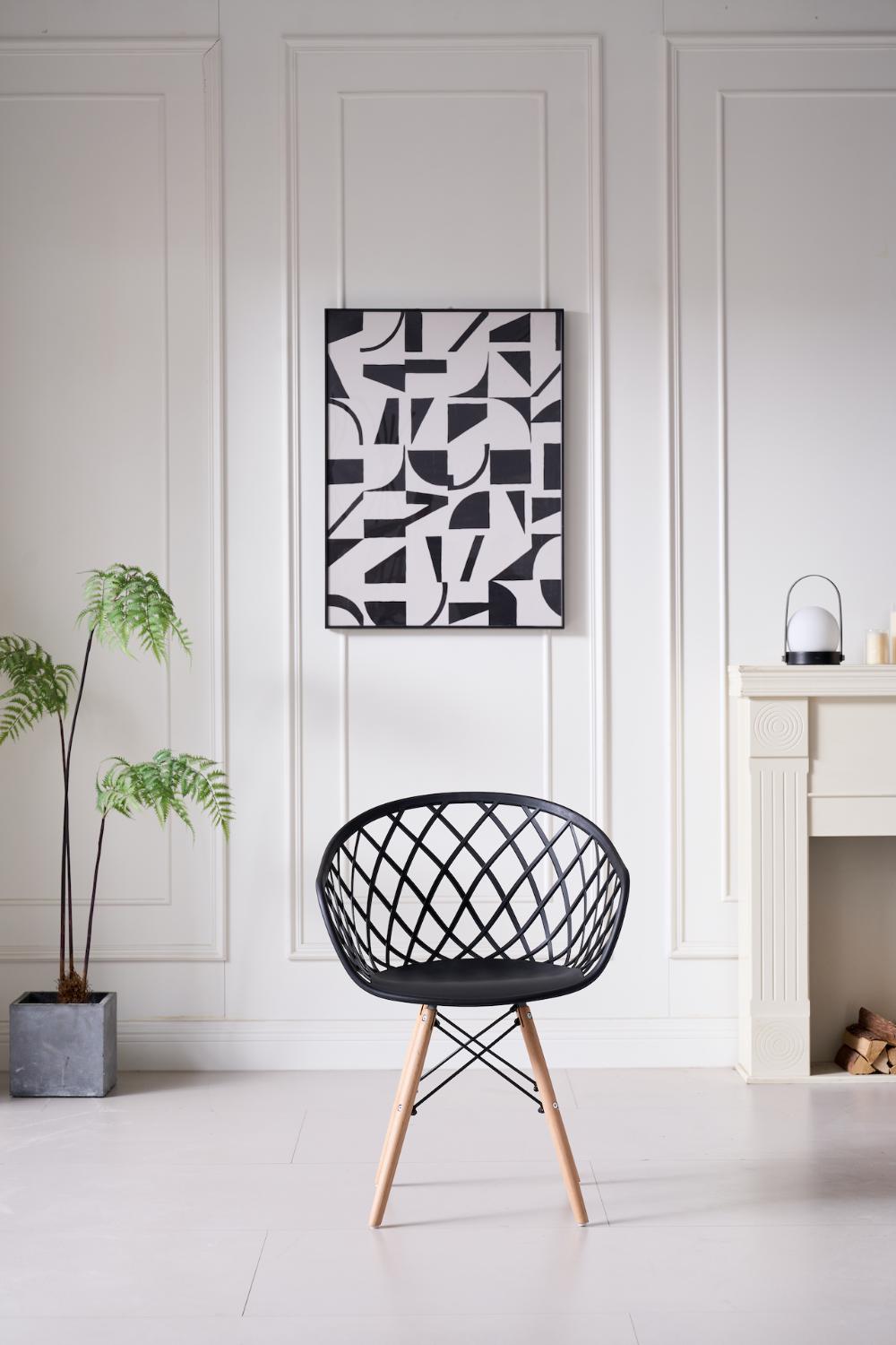 Silla Oasis con Brazos, Color Negro, con Espaldar, vista lateral