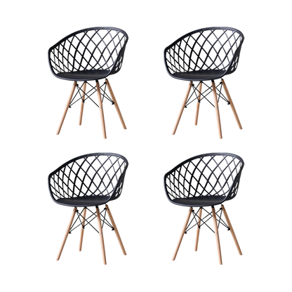 Set de 4 Sillas Oasis con Brazos, Color Negro, con Espaldar