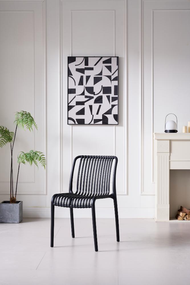 Silla Terra, Color Negro, con Espaldar, vista frontal