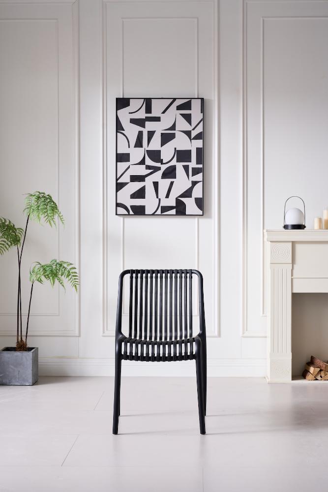 Silla Terra, Color Negro, con Espaldar, vista lateral