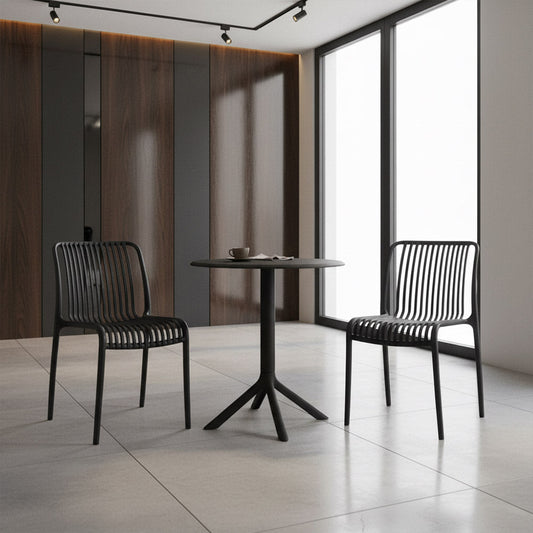 Juego de Comedor Redex · Mesa Redonda + 2 Sillas · Negro