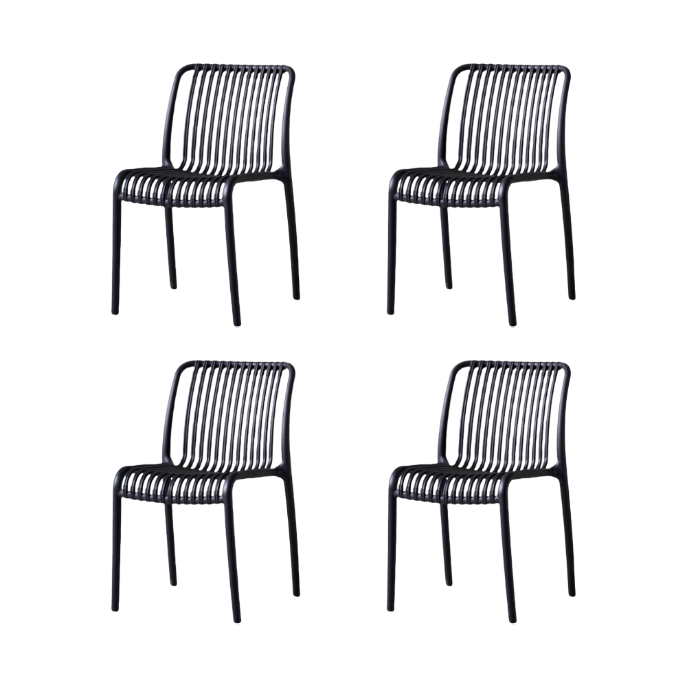 Set de 4 Sillas Terra, Color Negro, con Espaldar