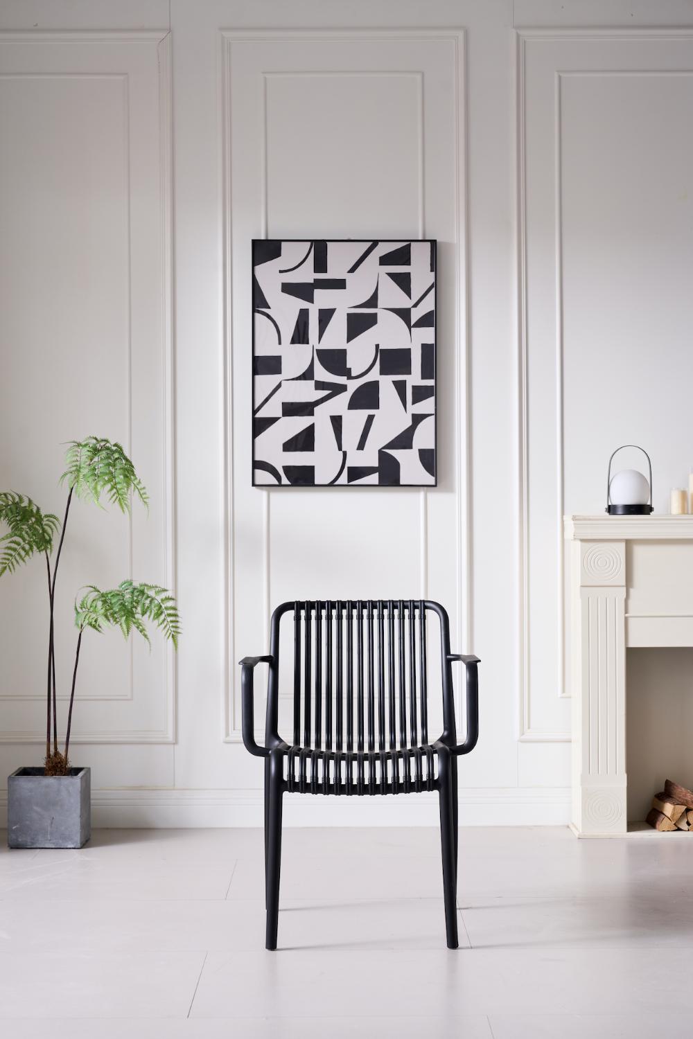 Silla Terra con Brazos, Color Negro, con Espaldar
