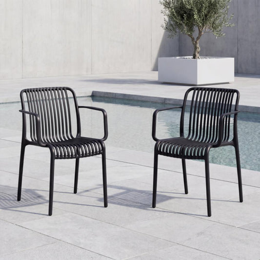 Set de 2 Sillas Terra con Brazos, Color Negro, con Espaldar