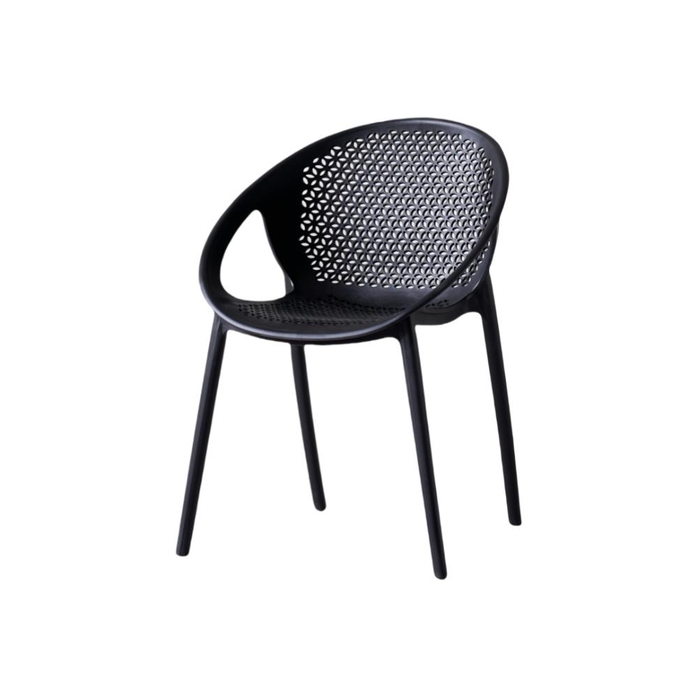Silla Selva con Brazos, Color Negro, con Espaldar, detalle de acabado