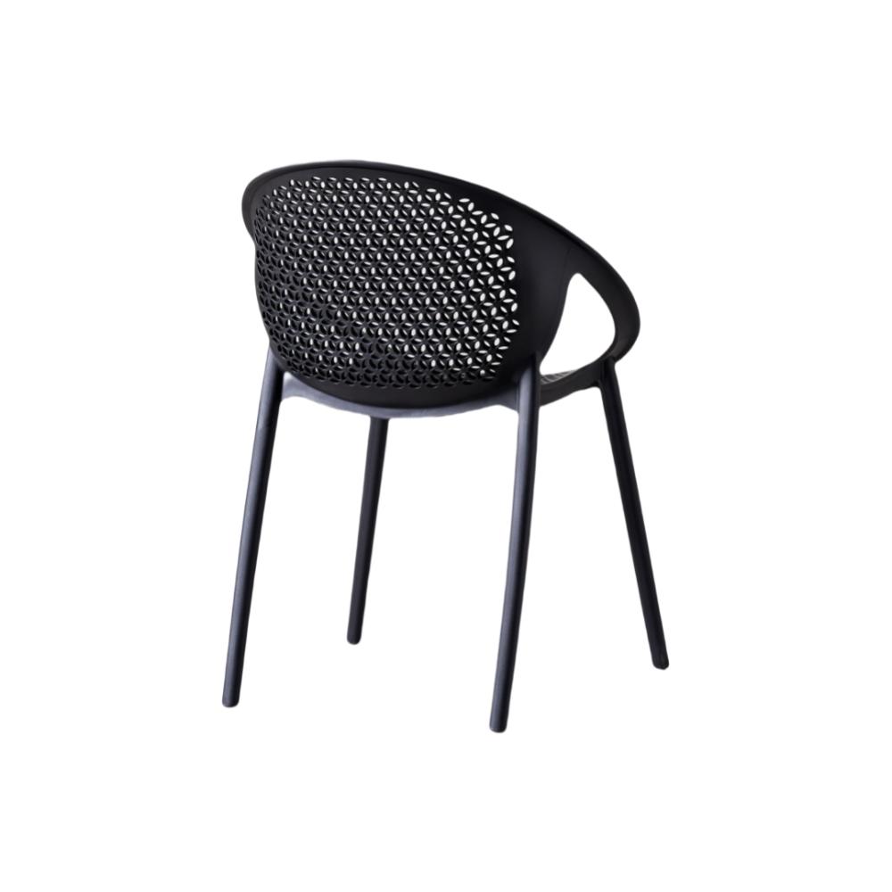 Silla Selva con Brazos, Color Negro, con Espaldar, detalle interior