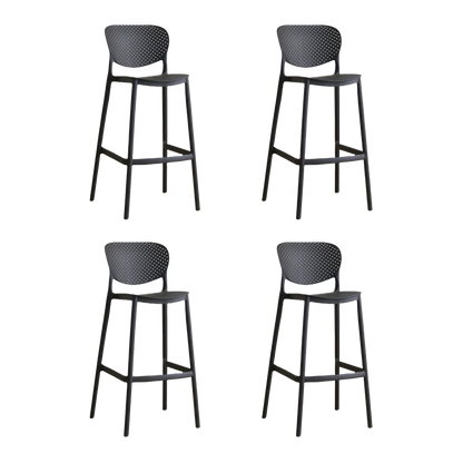 Set de 4 Sillas para Bar Río, Color Negro, Diseño Moderno
