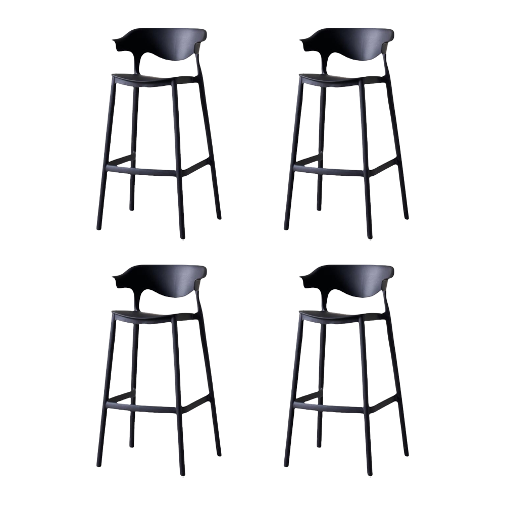 Set de 4 Sillas para Bar Elena, Color Negro, Diseño Moderno, vista lateral
