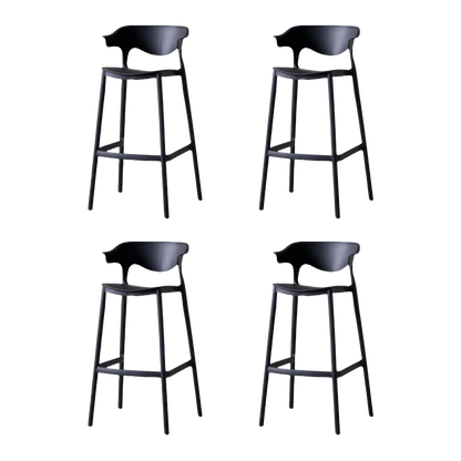 Set de 4 Sillas para Bar Elena, Color Negro, Diseño Moderno, vista lateral
