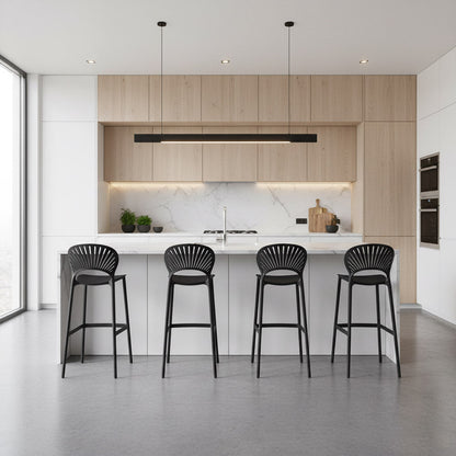 Silla para Bar Paraíso, Color Negro, Diseño Moderno, en ambiente