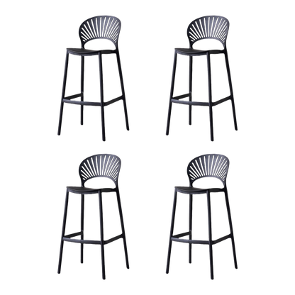 Set de 4 Sillas para Bar Paraíso, Color Negro, Diseño moderno