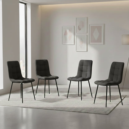 Set de 4 Sillas Flex, Color Negro, con Espaldar y Diseño Moderno