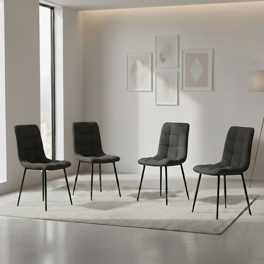 Set de 4 Sillas Flex, Color Negro, con Espaldar y Diseño Moderno