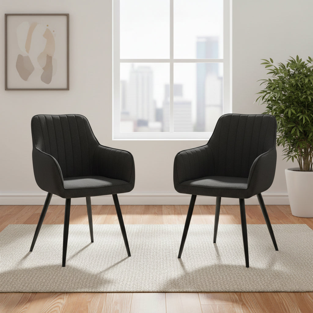 Set de 2 Sillas Neo, Color Negro, con Espaldar y Diseño Moderno