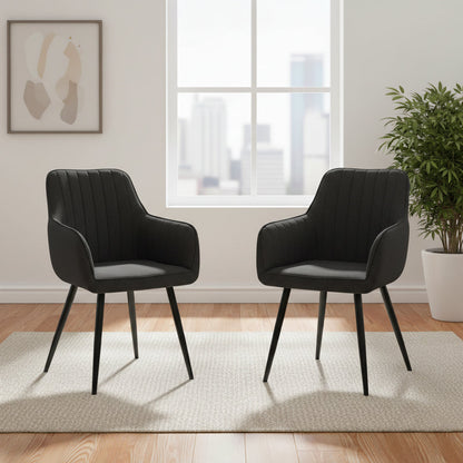 Set de 2 Sillas Neo, Color Negro, con Espaldar y Diseño Moderno