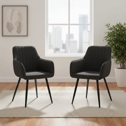 Set de 2 Sillas Neo, Color Negro, con Espaldar y Diseño Moderno
