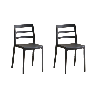 Set de 2 Sillas New York, Negro, con Espaldar en Líneas y Diseño Minimalista