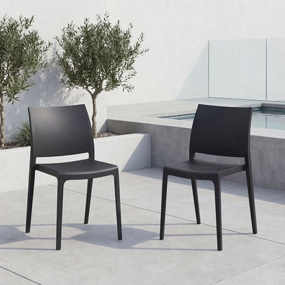 Set de 2 Sillas Soho, Negro, con Espaldar Cerrado y Diseño Minimalista