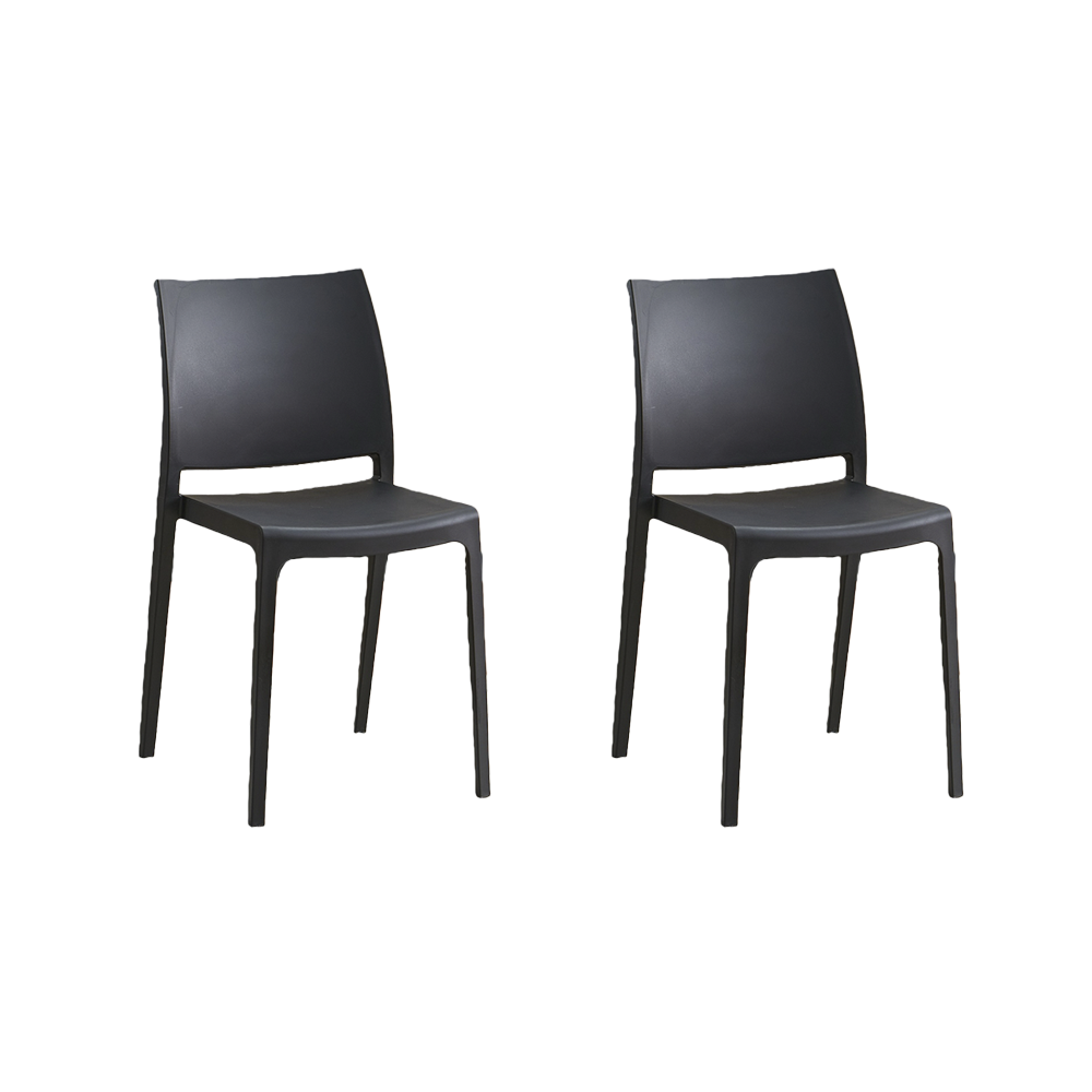 Set de 2 Sillas Soho, Negro, con Espaldar Cerrado y Diseño Minimalista