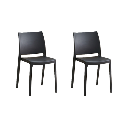 Set de 2 Sillas Soho, Negro, con Espaldar Cerrado y Diseño Minimalista