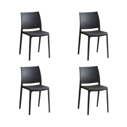 Set de 4 Sillas Soho, Negro, con Espaldar Cerrado y Diseño Minimalista