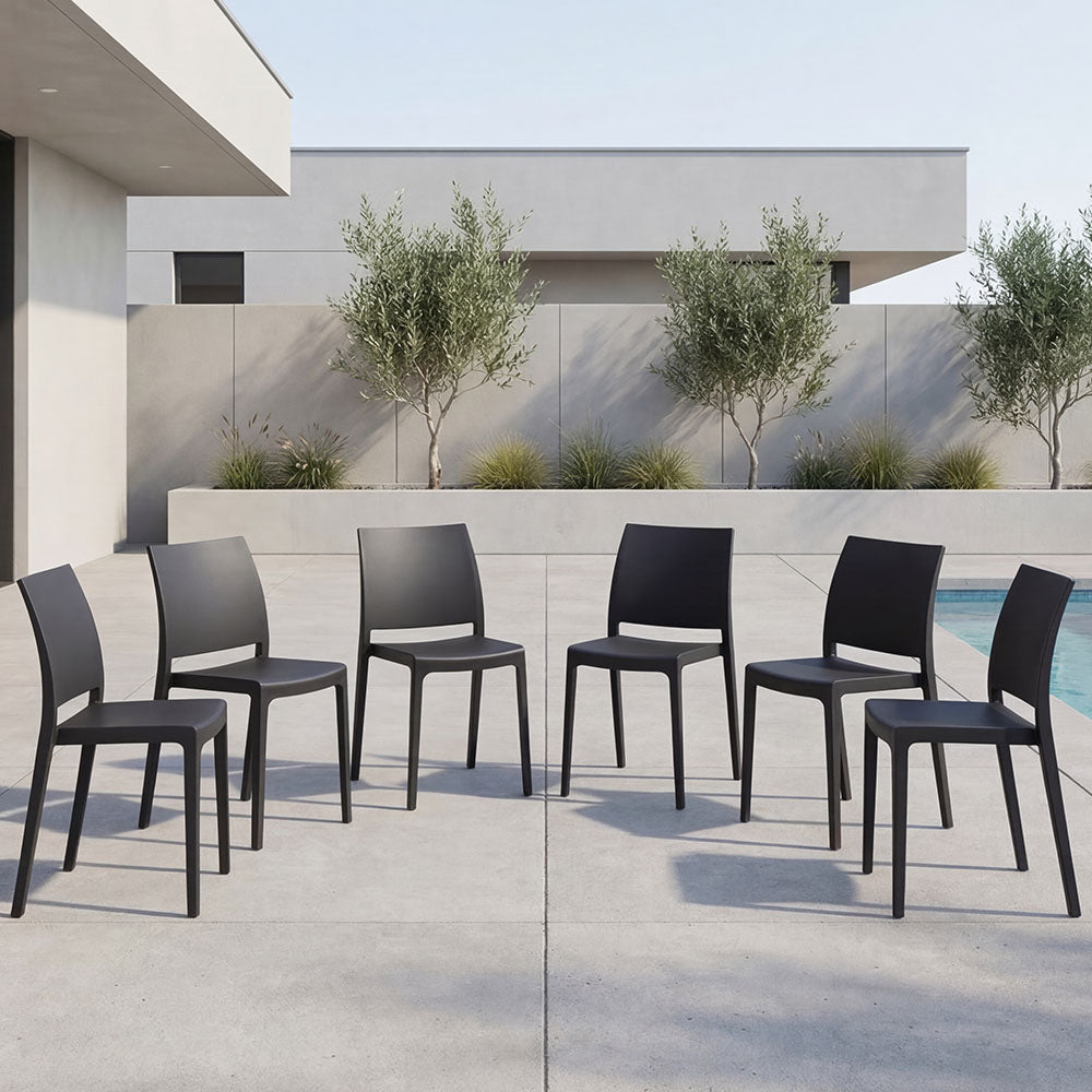 Set de 6 Sillas Soho, Negro, con Espaldar Cerrado y Diseño Minimalista