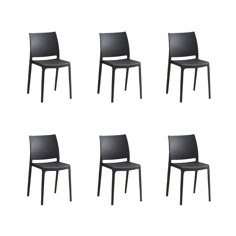 Set de 6 Sillas Soho, Negro, con Espaldar Cerrado y Diseño Minimalista