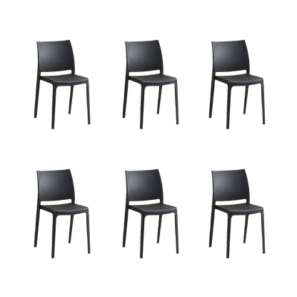 Set de 6 Sillas Soho, Negro, con Espaldar Cerrado y Diseño Minimalista