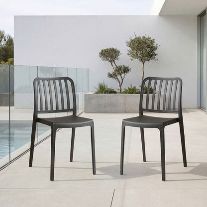 Set de 2 Sillas Brooklyn, Negro, con Espaldar en Rayas y Diseño Minimalista