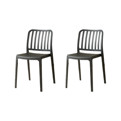 Set de 2 Sillas Brooklyn, Negro, con Espaldar en Rayas y Diseño Minimalista