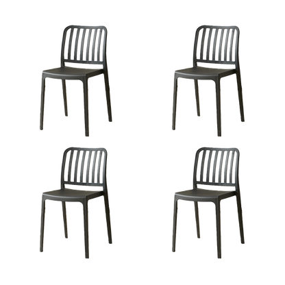 Set de 4 Sillas Brooklyn, Negro, con Espaldar en Rayas y Diseño Minimalista