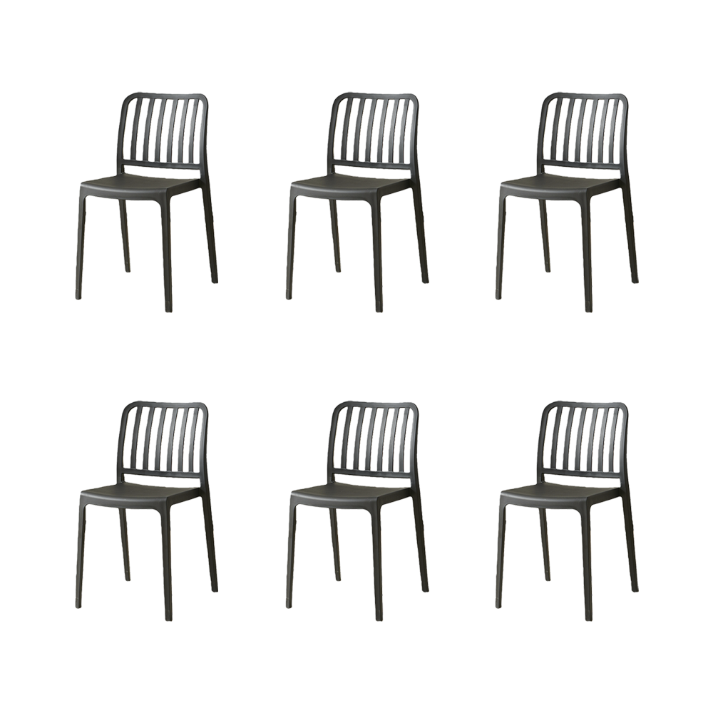 Set de 6 Sillas Brooklyn, Negro, con Espaldar en Rayas y Diseño Minimalista