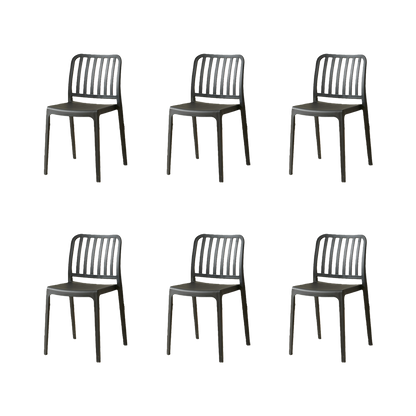 Set de 6 Sillas Brooklyn, Negro, con Espaldar en Rayas y Diseño Minimalista