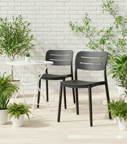 Set de 2 Sillas Harriman, Negro, con Medio Espaldar y Diseño Minimalista