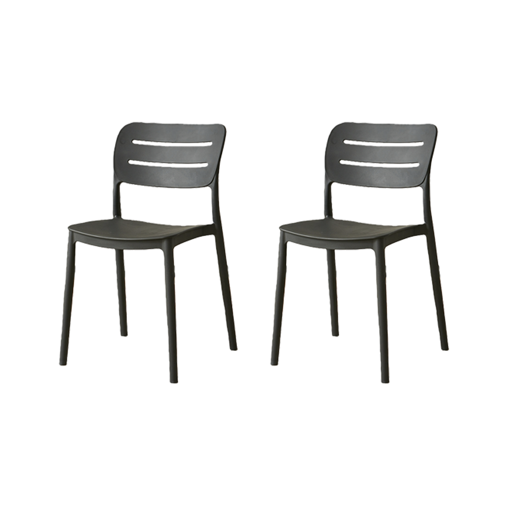 Set de 2 Sillas Harriman, Negro, con Medio Espaldar y Diseño Minimalista