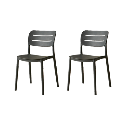 Set de 2 Sillas Harriman, Negro, con Medio Espaldar y Diseño Minimalista