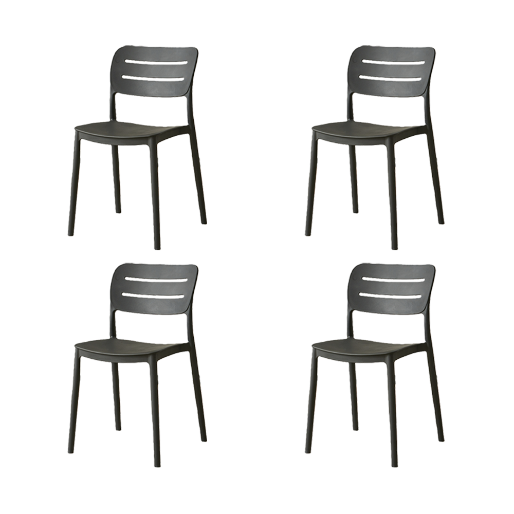 Set de 4 Sillas Harriman, Negro, con Medio Espaldar y Diseño Minimalista