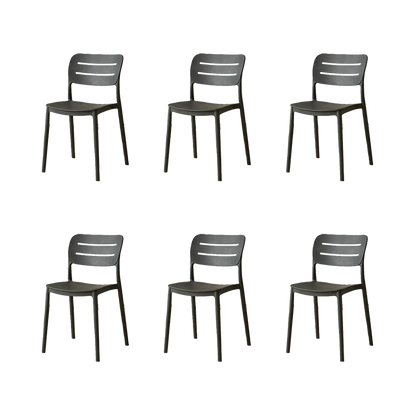 Set de 6 Sillas Harriman, Negro, con Medio Espaldar y Diseño Minimalista