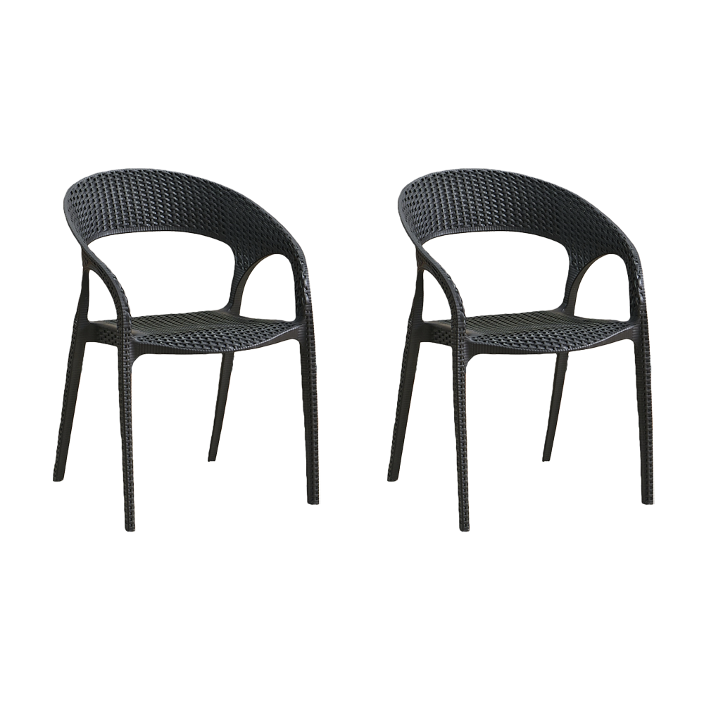 Set de 2 Sillas Axel, Negro, con Espaldar, Reposa Brazos y con Textura Trenzada