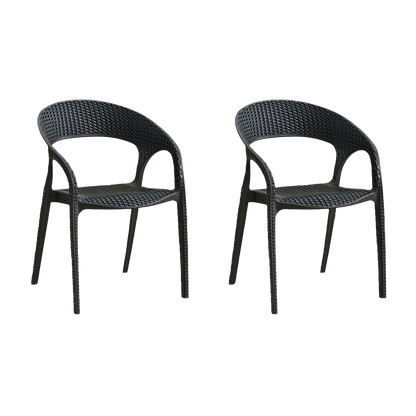 Set de 2 Sillas Axel, Negro, con Espaldar, Reposa Brazos y con Textura Trenzada