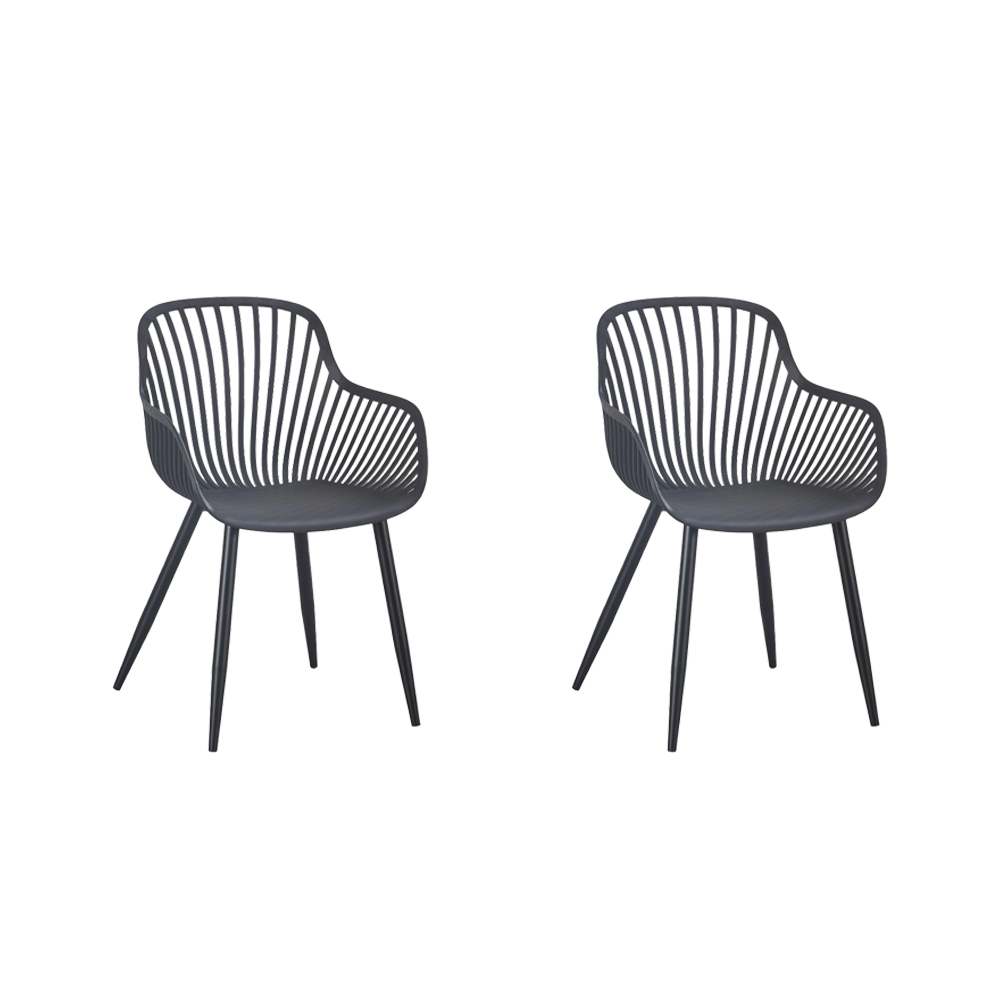 Set de 2 Sillas Victoria, Negro, con Espaldar Minimalista y Diseño Moderno