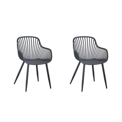 Set de 2 Sillas Victoria, Negro, con Espaldar Minimalista y Diseño Moderno