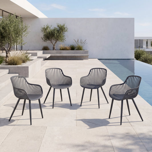 Set de 4 Sillas Victoria, Negro, con Espaldar Minimalista y Diseño Moderno