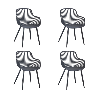 Set de 4 Sillas Victoria, Negro, con Espaldar Minimalista y Diseño Moderno