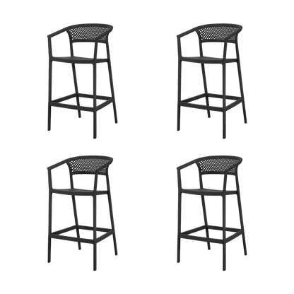 Set de 4 Sillas para Bar Salvador, Negro, con Reposa Pies Doble Proposito